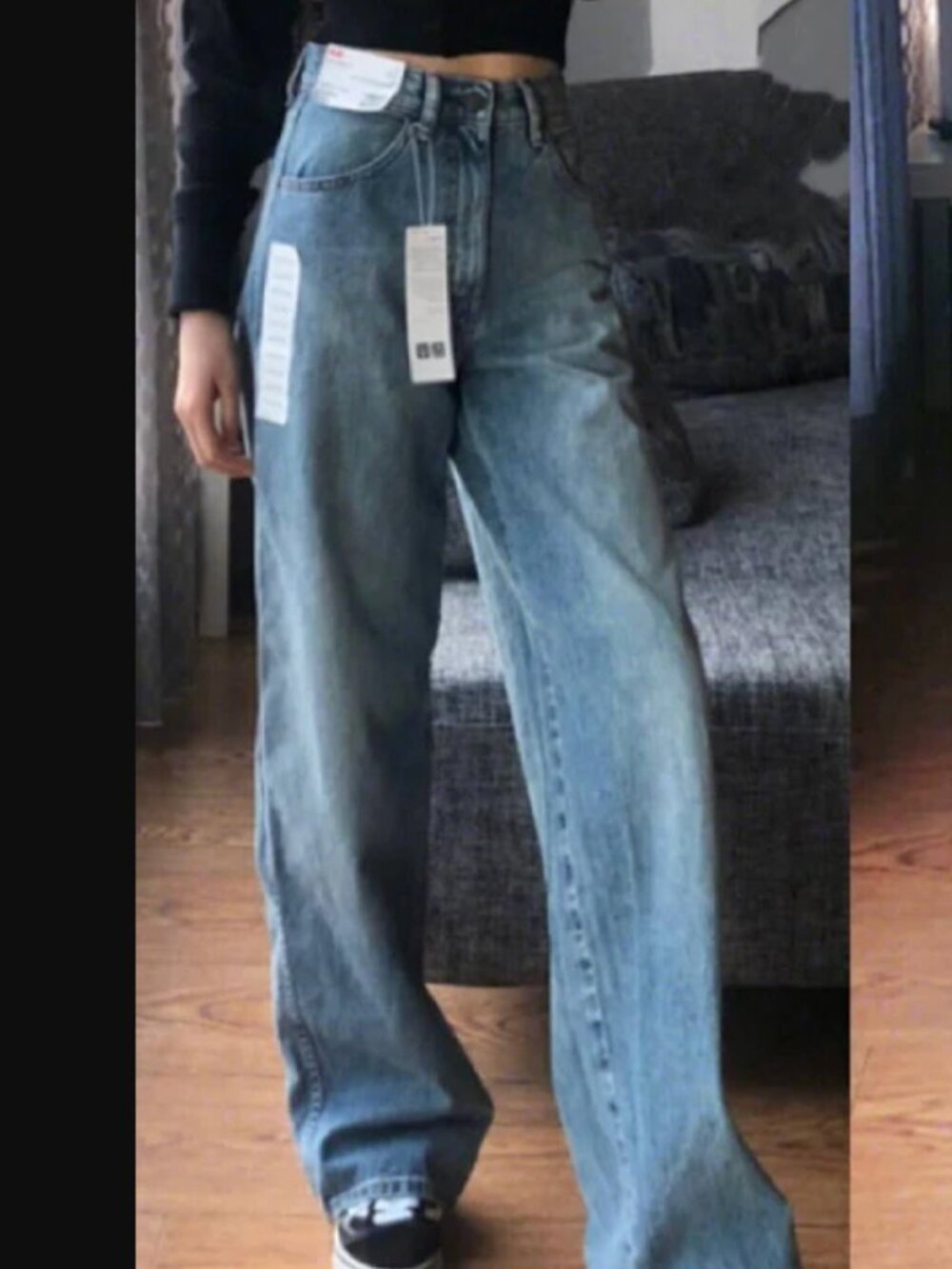 Uniqlo U Denim Baggy High Rise Wide Leg Jeans